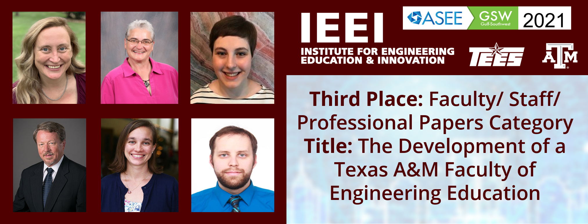 TAMU IEEI Paper Wins Third Place at ASEE GSW